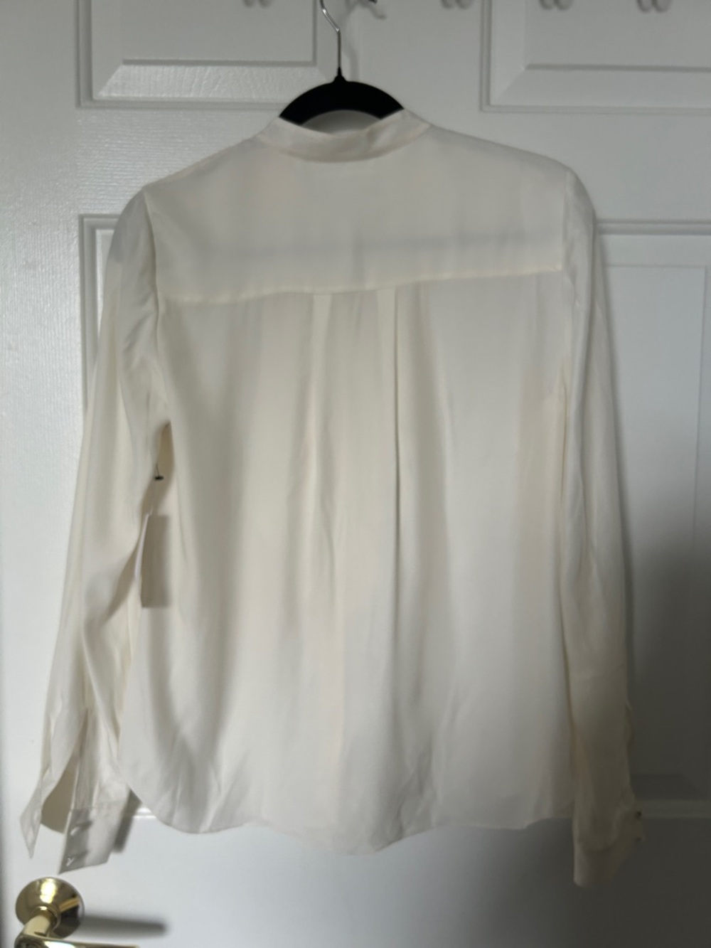 Frame Denim Silk Ivory Ruffle Button-Down Blouse - Picture 6 of 6